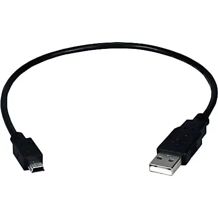 QVS USB 2.0 Type A Male to Mini B Male Sync and Charger Cable – 1 ft USB Data Transfer Cable – CC2215M01