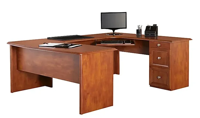 Realspace® Broadstreet 65″W U-Shaped Executive Corner Desk, Maple