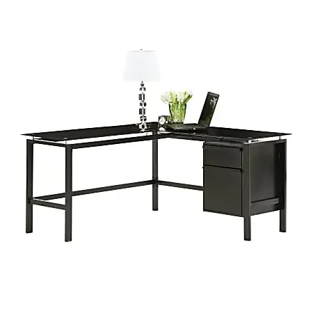 Realspace® Lake Point 56”W L-Shaped Corner Desk With 56”W Return, Black