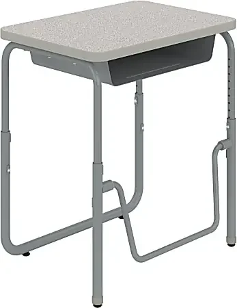 Safco® AlphaBetter 2.0 Height-Adjustable Sit/Stand 28″W Student Desk With Book Box And Pendulum Bar, Gray, 1222GR