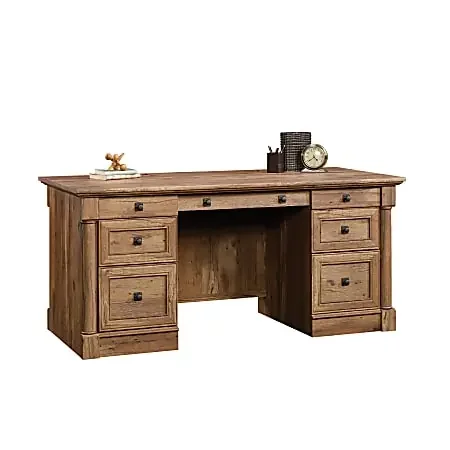 Sauder® Palladia 66″W Executive Computer Desk, Vintage Oak