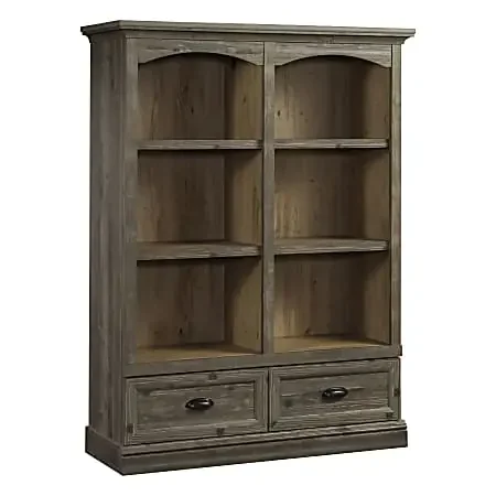 Sauder® Sonnet Springs 62″H 6-Shelf Bookcase With Drawers, Pebble Pine®/Khaki Pine