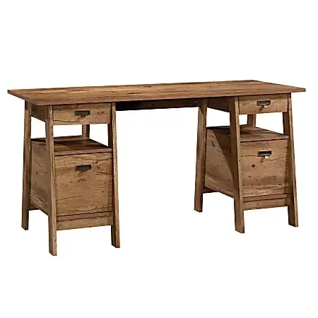 Sauder® Trestle 59″W Executive Computer Desk, Vintage Oak