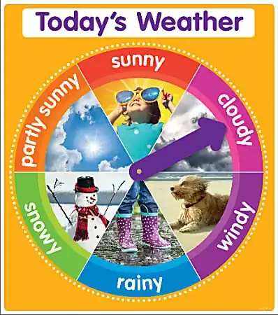 Scholastic Color Your Classroom Chart, Today‘s Weather, 17″ x 22″, Orange, Grades Pre K 6