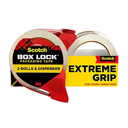 Scotch® Box Lock Packing Tape, 1.88″ x 54.6 yd, 2 Tape Rolls with Dispensers, Extreme Grip Box Packaging Tape for Shipping and Mailing
