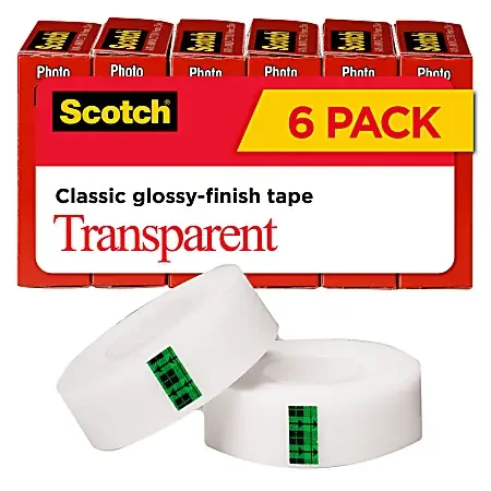Scotch® Transparent Tape, 3/4″ x 1000″, Clear, Pack of 6 rolls
