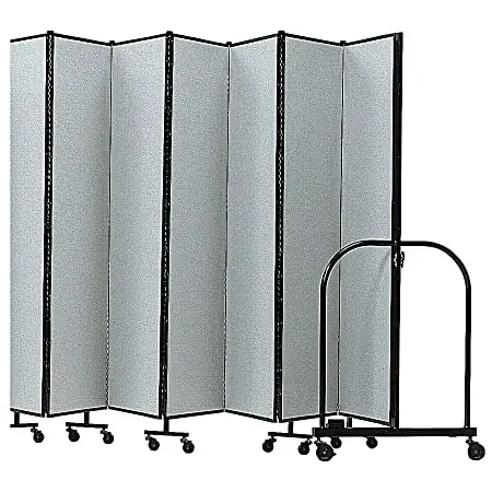 Screenflex Portable Room Partition Divider, 72″H x 289″W, Gray