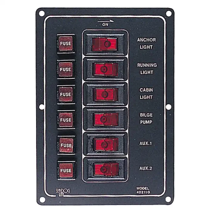 Sea-Dog Aluminum Switch Panel Vertical – 6 Switch