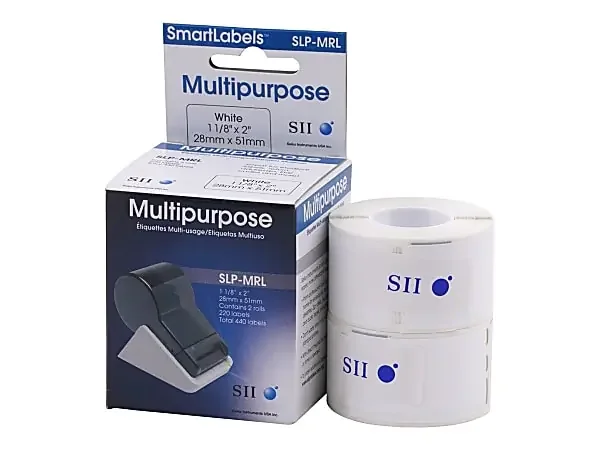 Seiko SmartLabel SLP-MRL Multipurpose Labels, SKPSLPMRL, Rectangle, 1-1/8″ x 2″, White, 220 Labels Per Roll, Box Of 2 Rolls