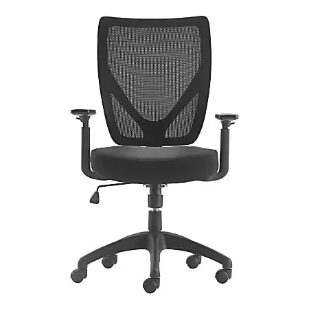Serta Works – Chair – task – ergonomic – mid-back – armrests – T-shaped – tilt – swivel – polyester blend fabric, mesh – black