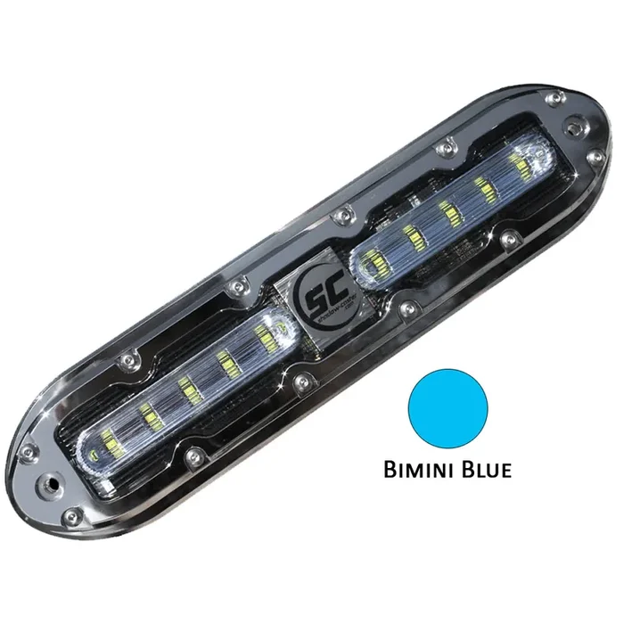 Shadow-Caster SCM-10 LED Underwater Light w/20‘ Cable – 316 SS Housing – Bimini Blue