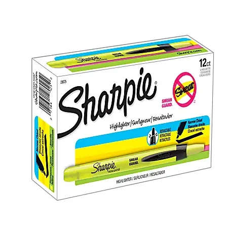 Sharpie® Retractable Highlighters, Fluorescent Yellow, Pack Of 12