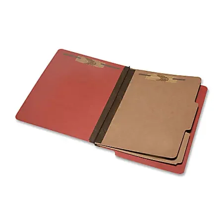 SKILCRAFT® End-Tab Classification Folders, Letter Size, 30% Recycled, Red, Box Of 10 (AbilityOne 7530-01-590-7104)