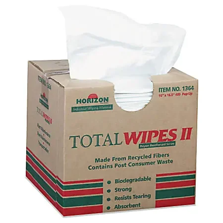 SKILCRAFT® Total Wipes II Machinery Wiping Towels, 10″ x 16-1/2″, Carton Of 400 Towels (AbilityOne 7920013701364)