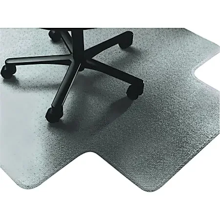 SKILCRAFT Textured Floor Mat For Carpet, For Medium-Pile Carpets, 45″W x 53″D, 20″W x 10″D Lip, Clear (AbilityOne)