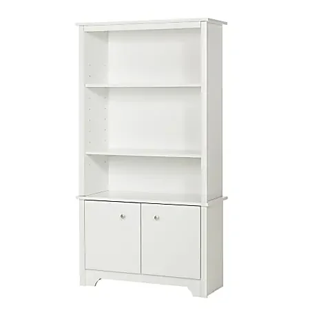 South Shore Vito 61″H 3-Shelf Bookcase With Doors, Pure White
