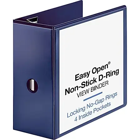 Sparco Easy-Open View 3-Ring Binder, 5″ D-Rings, Navy