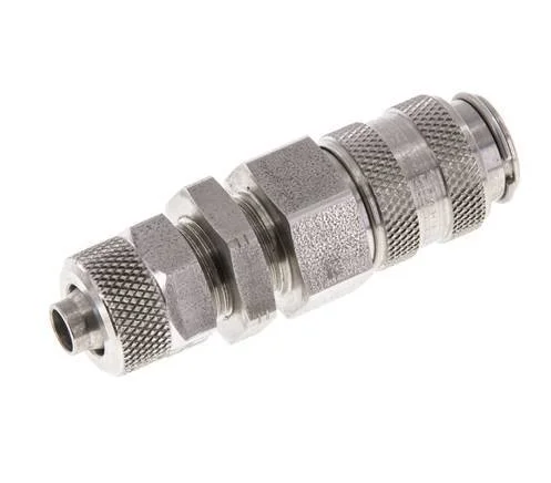 Stainless steel DN 5 Air Coupling Socket 6×8 mm Union Nut Bulkhead Double Shut-Off