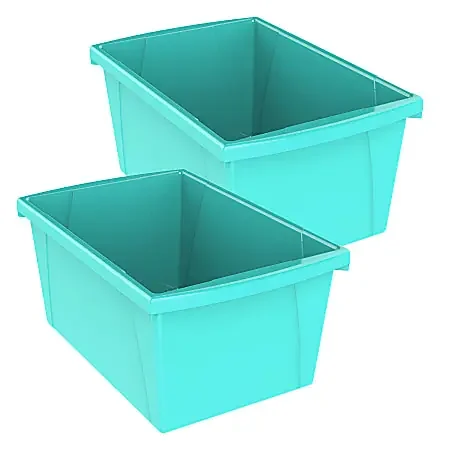 Storex Classroom Storage Bin, Medium, Teal, Pack Of 2