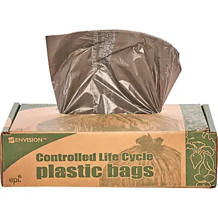Stout Controlled Life Cycle Trash Garbage Bags, 0.8 mil, 30 Gallon, Brown, Box Of 60