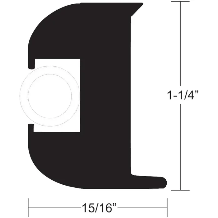 TACO Flex Vinyl Rub Rail Kit – Black w/White Insert – 50‘ – 1-1/4″ x 15/16″