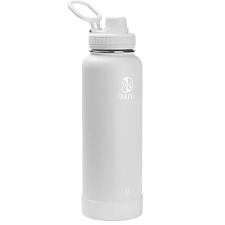Takeya Actives Vacuum Insulated Stainless Steel Water Bottle With Spout Lid, 40 Oz, Arctic