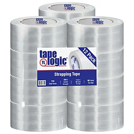Tape Logic® 1400 Strapping Tape, 3″ x 60 Yd., Clear, Case Of 12 Rolls