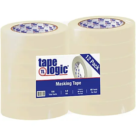 Tape Logic® 2200 Masking Tape, 3″ Core, 1″ x 180‘, Natural, Case Of 12