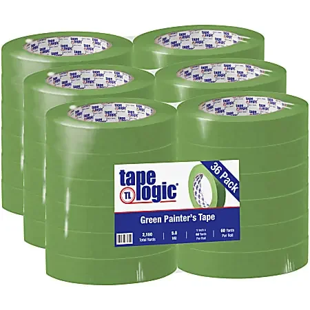 Tape Logic® 3200 Painter‘s Tape, 3″ Core, 1″ x 180‘, Green, Case Of 36
