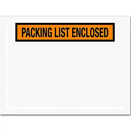 Tape Logic® “Packing List Enclosed” Envelopes, Panel Face, 6 1/2″ x 5″, Orange, Pack Of 1,000