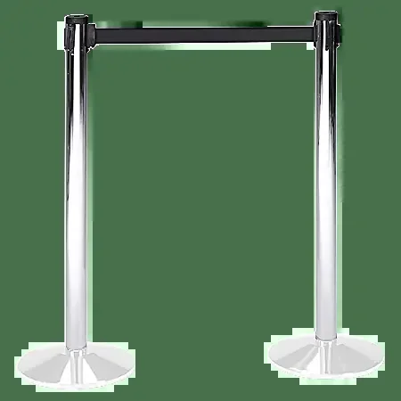 Tatco Adjusta-Tape Chrome Crowd Control Stanchions, 40″H, Chrome, Box Of 2