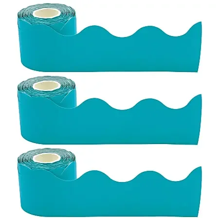 Teacher Created Resources Scalloped Border Trim, Teal, 50‘ Per Roll, Pack Of 3 Rolls