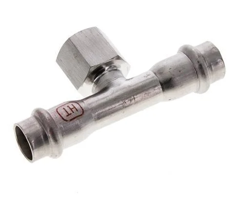 Tee Press Fitting – 15mm Female & Rp 1/2” Female – Stainless Steel