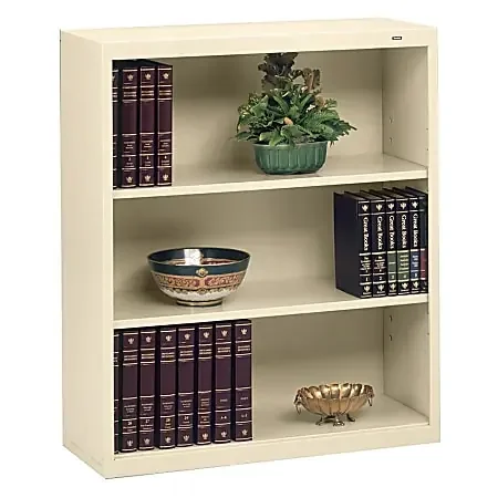 Tennsco Metal 3-Shelf Modular Shelving Bookcase, 40″H x 34-1/2″W x 13-1/2″D, Putty