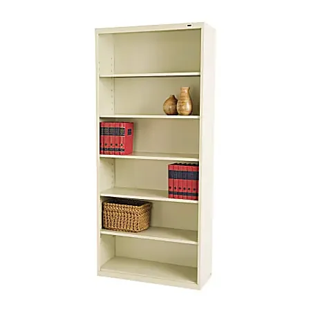 Tennsco Metal 6-Shelf Modular Shelving Bookcase, 78″H x 34-1/2″W x 13-1/2″D, Putty