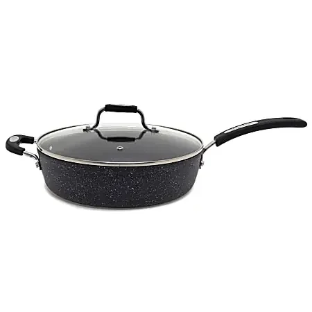 THE ROCK™ By Starfrit® Aluminum Nonstick Deep Fry Pan With Lid & Bakelite® Handle, 11”, Black