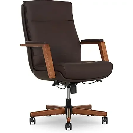 Thomasville Fendley Ergonomic Faux Leather Mid-Back Office Chair, Dark Brown