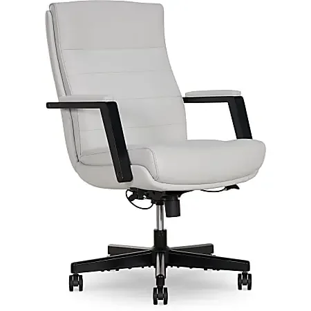 Thomasville Fendley Ergonomic Faux Leather Mid-Back Office Chair, Off-White