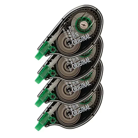 Tombow® Mono® Single-Line Disposable Correction Tape, 1 Line x 394″, 70% Recycled, White, Pack Of 4