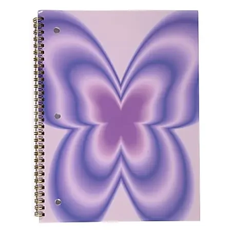 Top Flight Fashion 1-Subject Notebook, 8″ x 10″, 70 Sheets, Purple Butterfly
