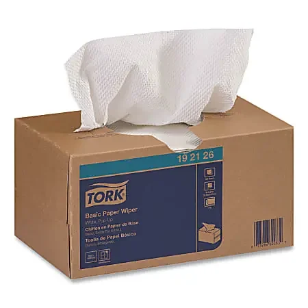 TORK Basic Paper Wiper, Pop-Up Box – 1 Ply – 3.54″ x 4.06″ – White – Fiber – 250 / Pack