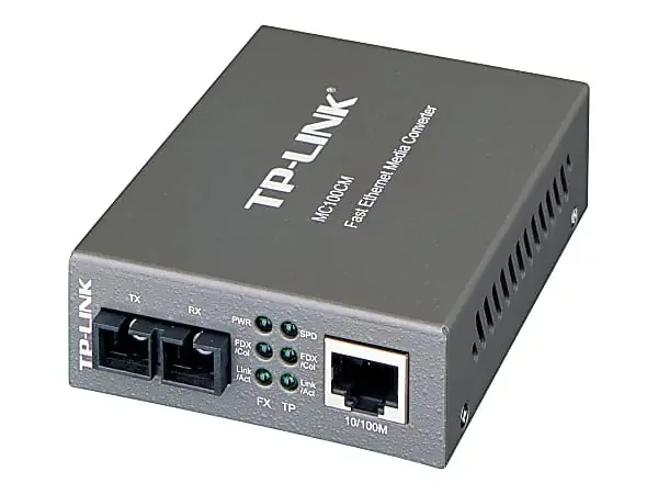 TP-Link MC100CM – Fiber media converter – 100Mb LAN – 10Base-T, 100Base-FX, 100Base-TX – RJ-45 / SC multi-mode – up to 1.2 miles – 1310 nm