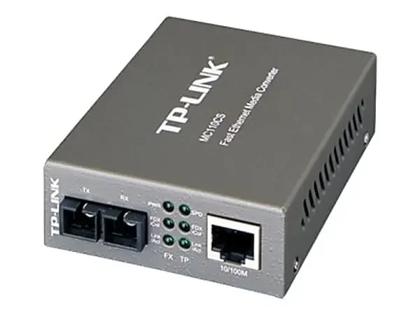 TP-Link MC110CS – Fiber media converter – 100Mb LAN – 10Base-T, 100Base-FX, 100Base-TX – RJ-45 / SC single-mode – up to 12.4 miles – 1310 nm
