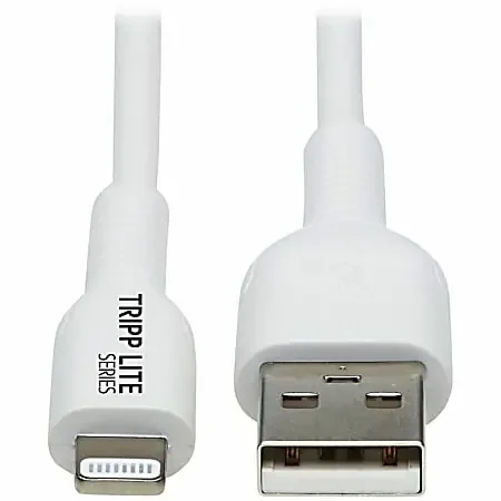 Tripp Lite Safe-IT M100AB-03M-WH Sync/Charge Lightning/USB Antimicrobial Data Transfer Cable – White