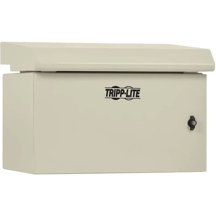 Tripp Lite SmartRack Industrial Enclosure with Lock – NEMA 3R, Wall Mount, Metal Construction, Hinged Back, Internal Fans, 28 in. Depth, 6U, Gray