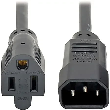 Tripp Lite Standard Computer Power Cord – 12A, 16AWG (IEC-320-C14 to NEMA 5-15R) 2-ft.