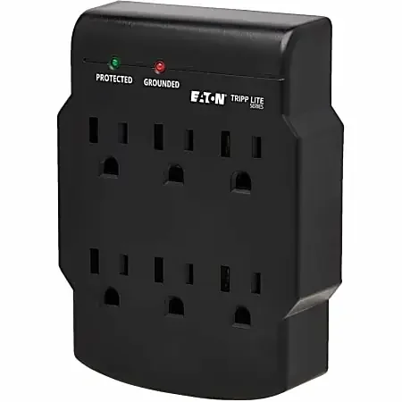Tripp Lite Surge Protector Wallmount Direct Plug In 120V 6 Outlet 540 Joules Black, SK60B