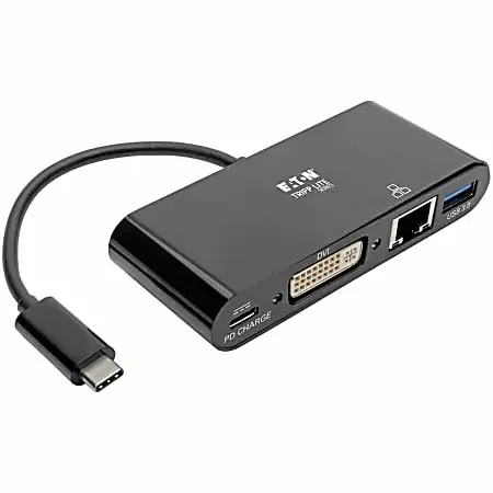 Tripp Lite USB C to DVI Multiport Adapter Converter Docking Station Thunderbolt 3 Compatible USB Type C to DVI, USB-C, USB Type-C – – U44406NDGUBC
