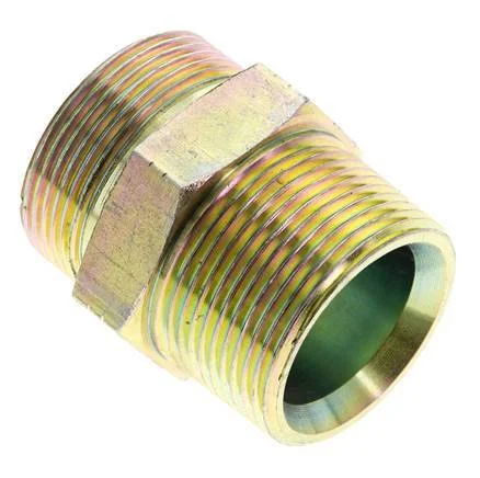 UN 1-11/16”-12 x 1 1/4” NPT Zinc plated Steel Double Nipple ORFS 250 Bar – Hydraulic