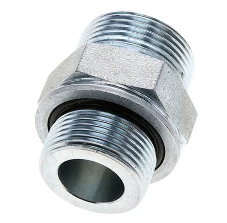 UN 1-7/16”-12 x M33x2 Zinc plated Steel Double Nipple ORFS 400 Bar – Hydraulic - Image 2